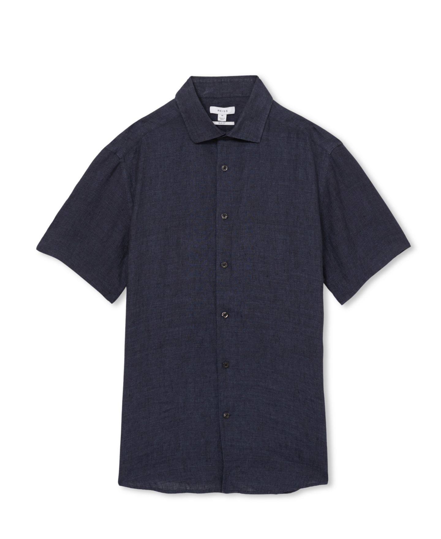 Мужская рубашка REISS Holiday Linen Short Sleeve, цвет: Тёмно-синий — фото 4