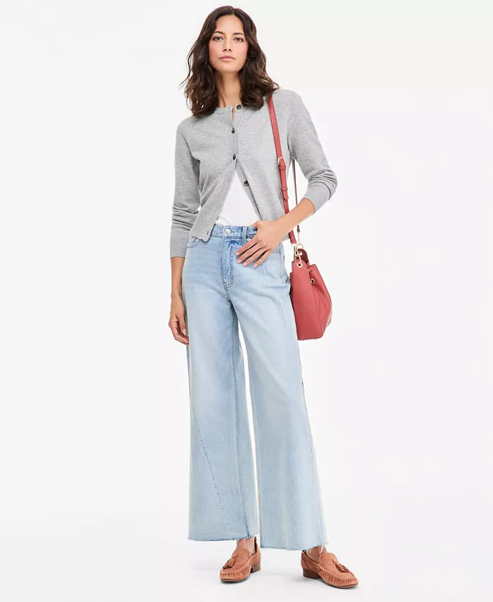 Women's High-Rise Twist Seam Wide-Leg Jeans, Regular & Short