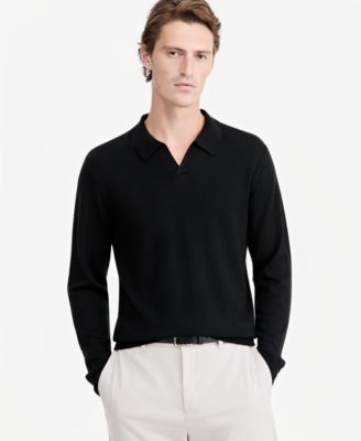 Men's Long-Sleeve Johnny Collar Merino Wool Sweater