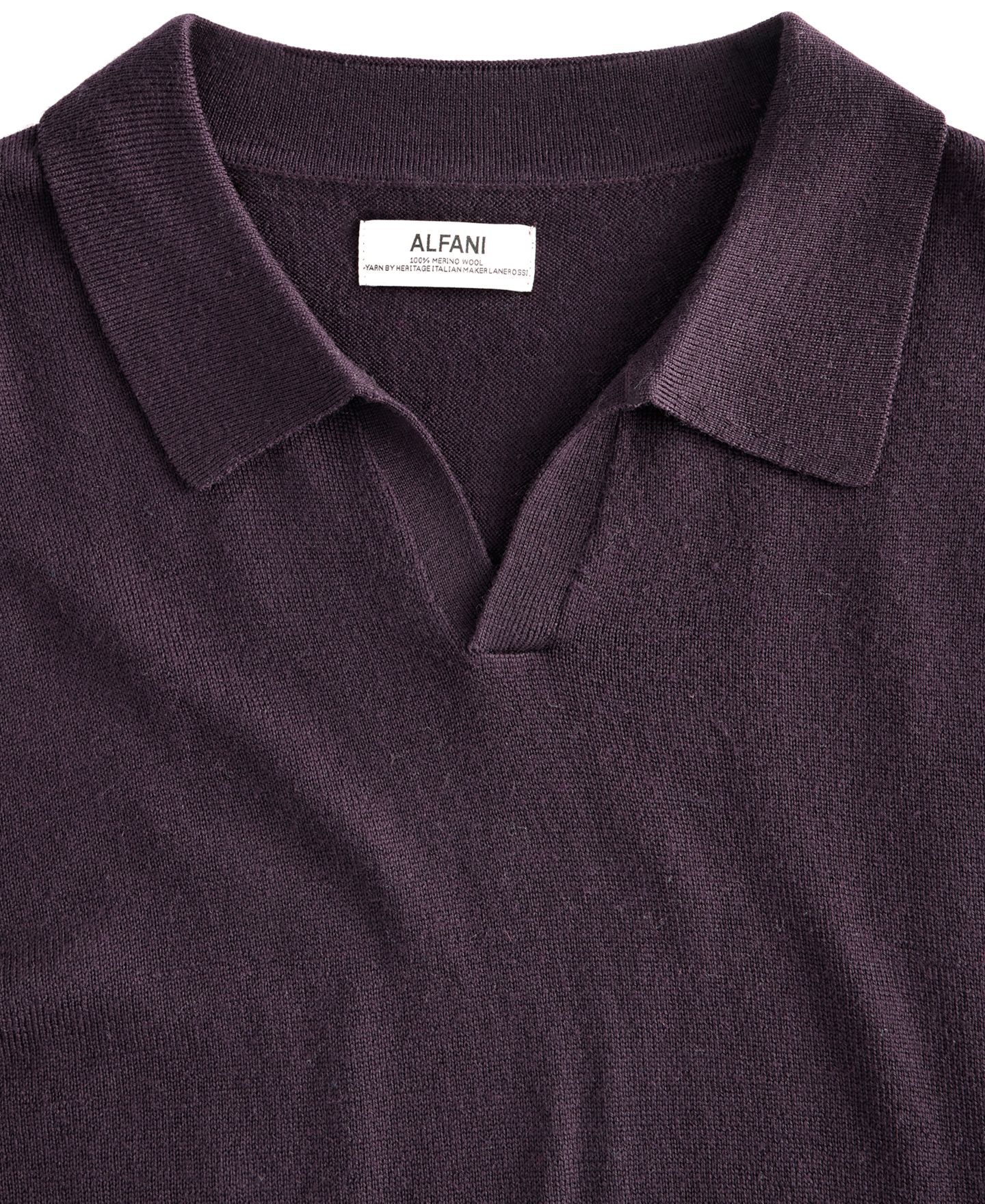 Мужской свитер Alfani Long-Sleeve Johnny Collar Merino Wool, цвет: Баклажановый — фото 4