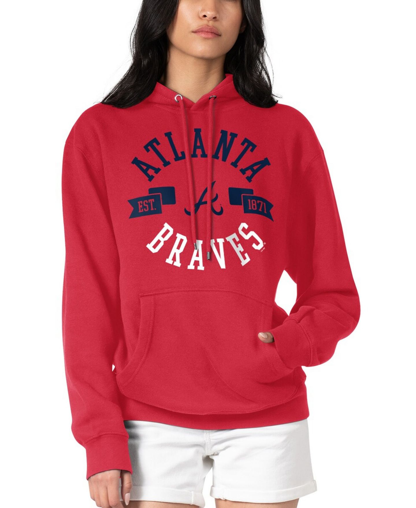 Женское худи G-III 4Her by Carl Banks Red Atlanta Braves City Graphic Pullover — фото 1