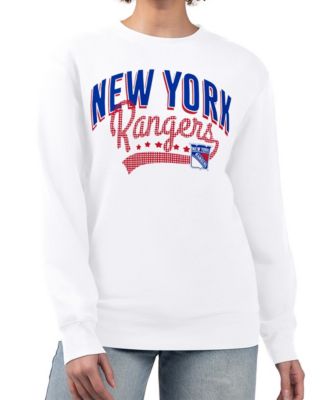 Women's White New York Rangers Filigree Team Graphic Fleece Pullover Sweatshirt