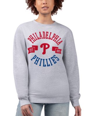 Women's Heather Gray Philadelphia Phillies Team Logo Fleece Pullover Sweatshirt