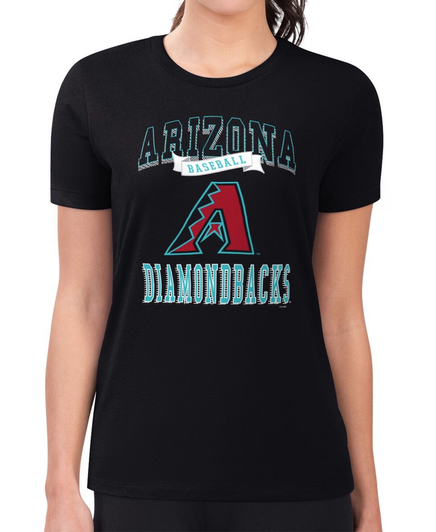 Женская футболка G-III 4Her by Carl Banks Black Arizona Diamondbacks Super-Slim Fit Lightweight Team Logo Graphic — фото 4