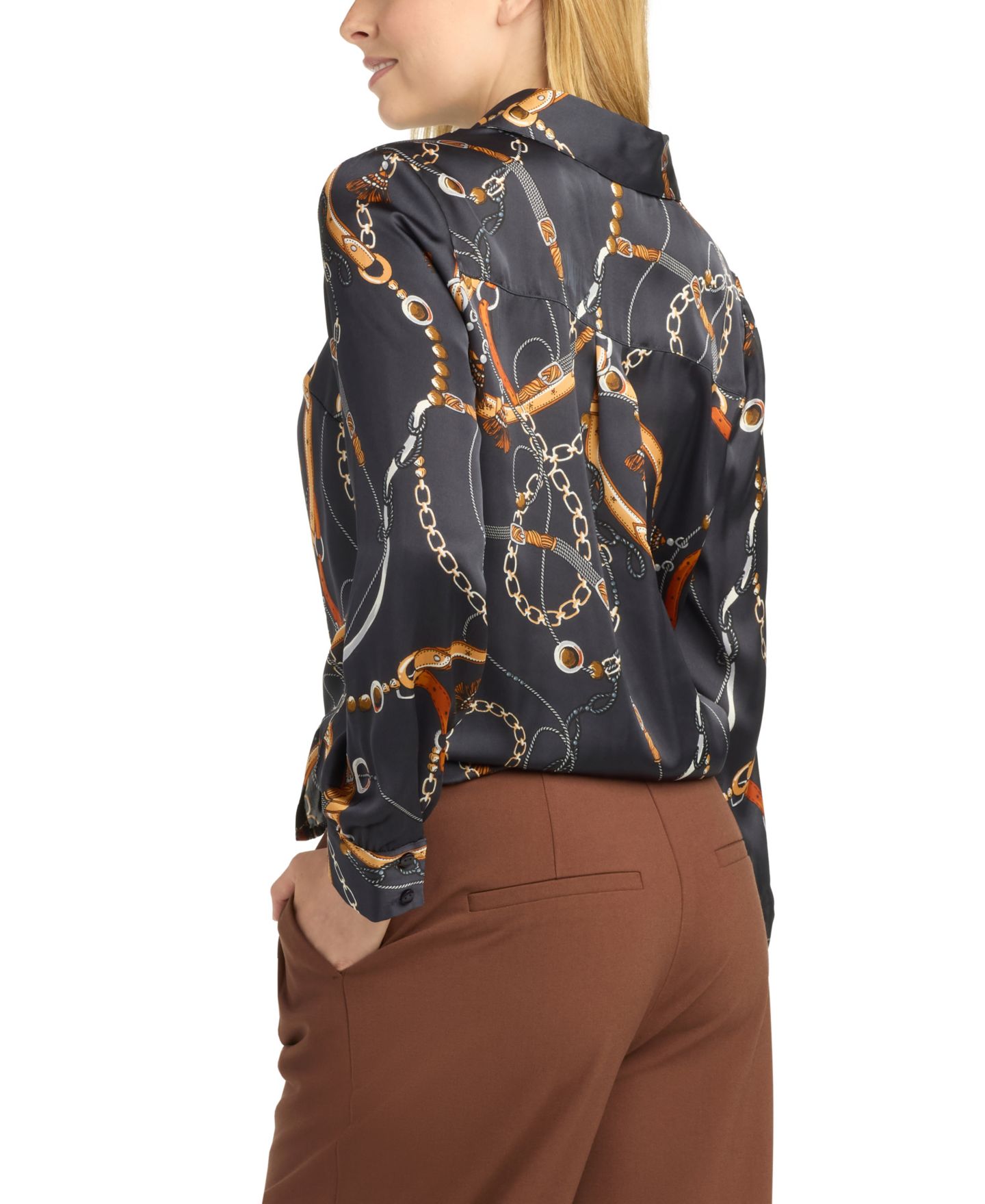 Женский топ BCX Juniors' Collared Printed Satin Top, цвет: Pat G — фото 4