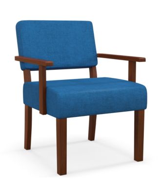 Mid-Century Linen Accent Chair Living Room Chair with Soft Padded Seat and Backrest