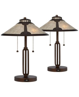Samuel 20" Tall Mission Desk Table Lamps with USB Charging Port, Set of 2