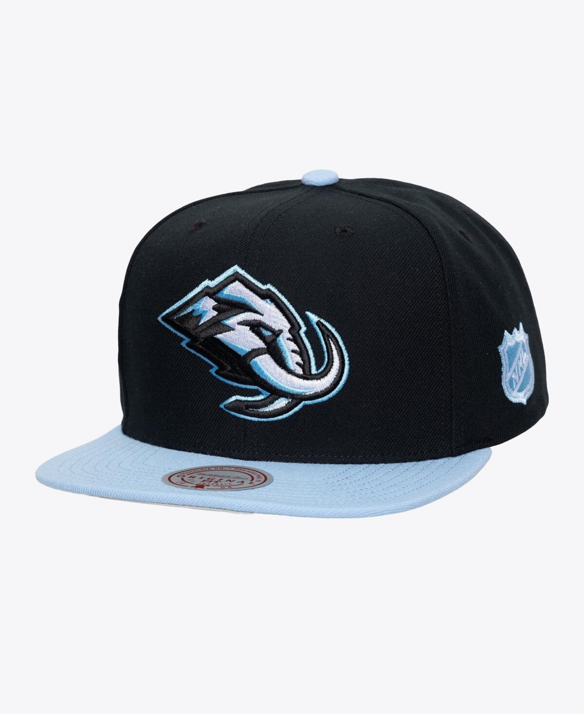 Mitchell & Ness Men's Black Utah Mammoth Legendary Home Snapback Hat - Black, Light Blue