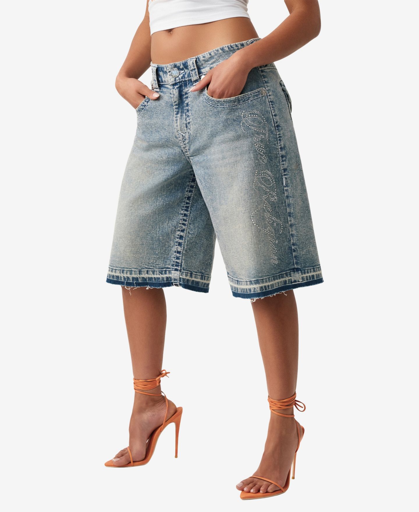 Женские шорты True Religion Jessie Mid-Rise Baggy Denim Shorts, цвет: Lazy Shine — фото 2