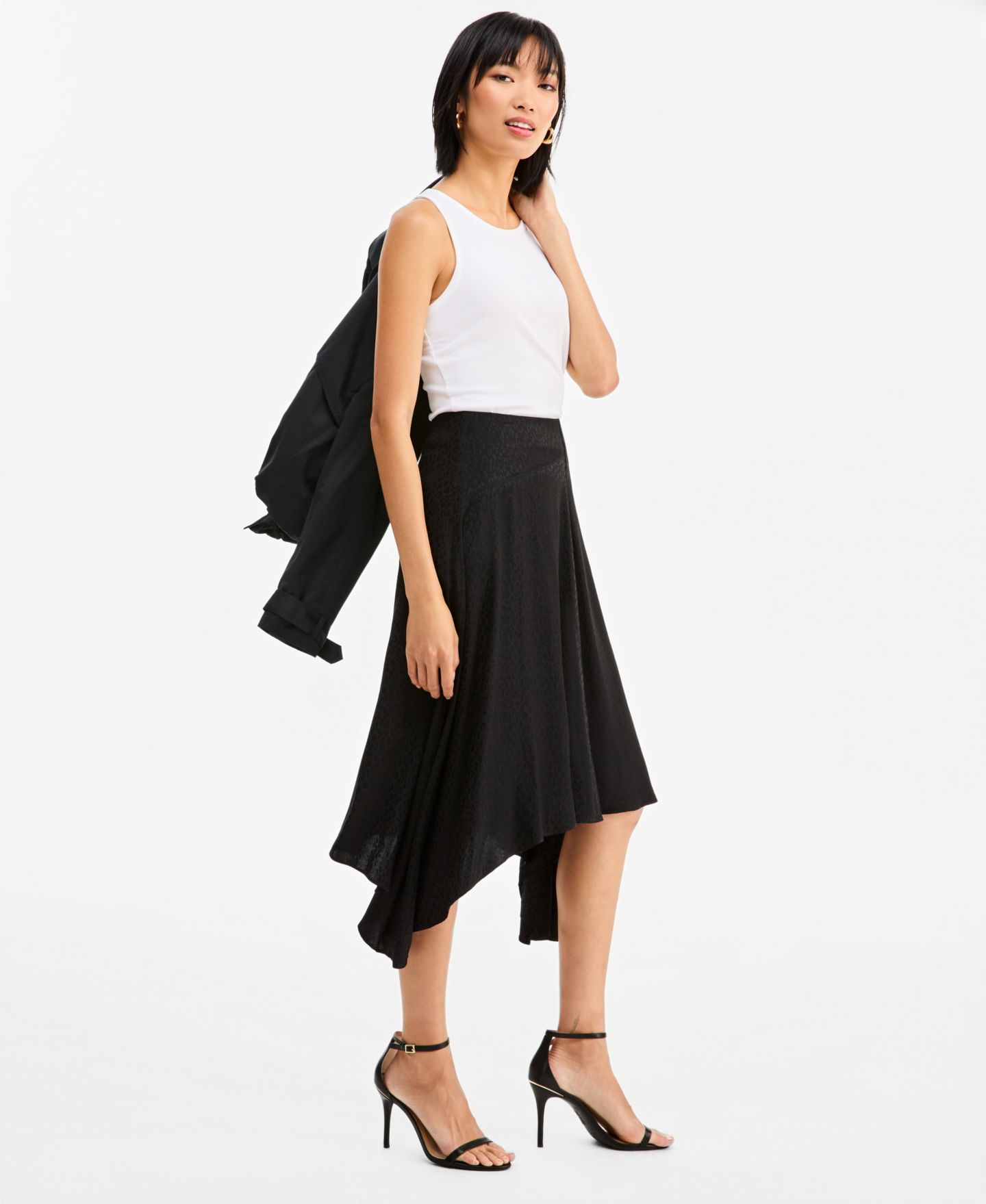 Женская юбка I.N.C. International Concepts High-Waisted Midi Jacquard, цвет: Глубокий чёрный — фото 4