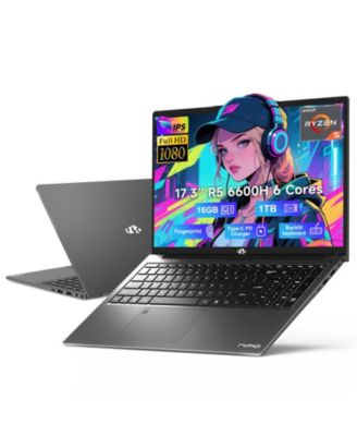17.3" IPS FHD-Gaming-Laptop, AMD Ryzen 5 6600H 16GB DDR5 RAM 1TB SSD (Beat i7-1165G7 Up to 4.5GHz) Radeon 660M