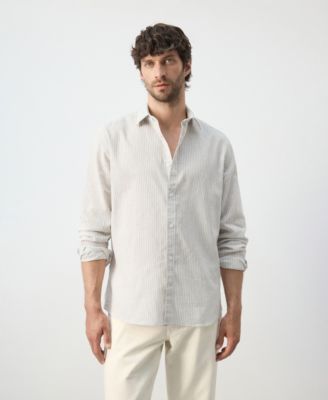 Men's Regular Fit Linen-Cotton Blend Shirt