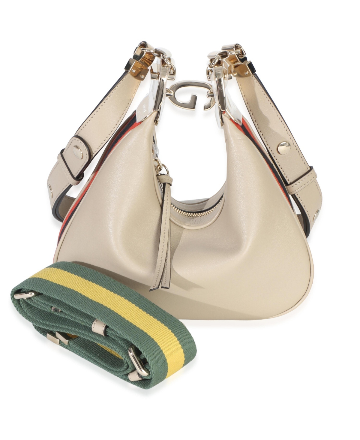 Pre-Owned Gucci Beige Smooth Calfskin Web Small Attache Shoulder Bag