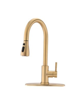 Pull Down Kitchen Faucet with Sprayer Stainless Steel Brushed Gold