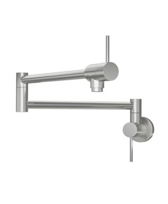 Pot Filler Faucet - Wall Mount Kitchen Sink Faucet Folding Stretchable with Single Hole Two Handles, Brushed Nickel