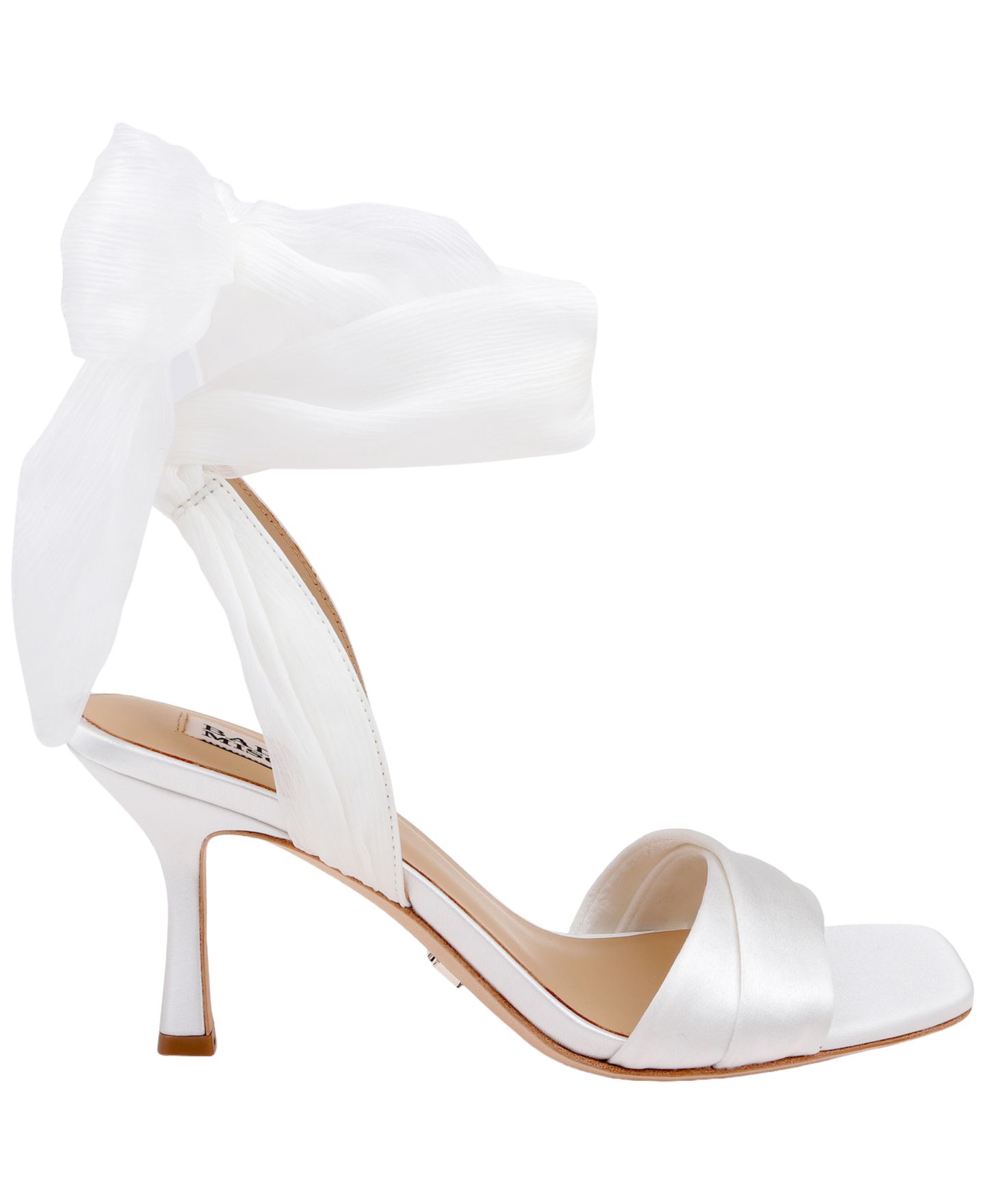 Женские сандалии Badgley Mischka Yanis Open Toe Dress Sandals, цвет: Белый атласный — фото 2