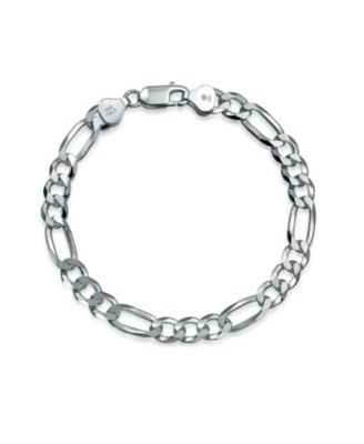 Thick Heavy Solid Sterling Silver Figaro Chain Link Bracelet