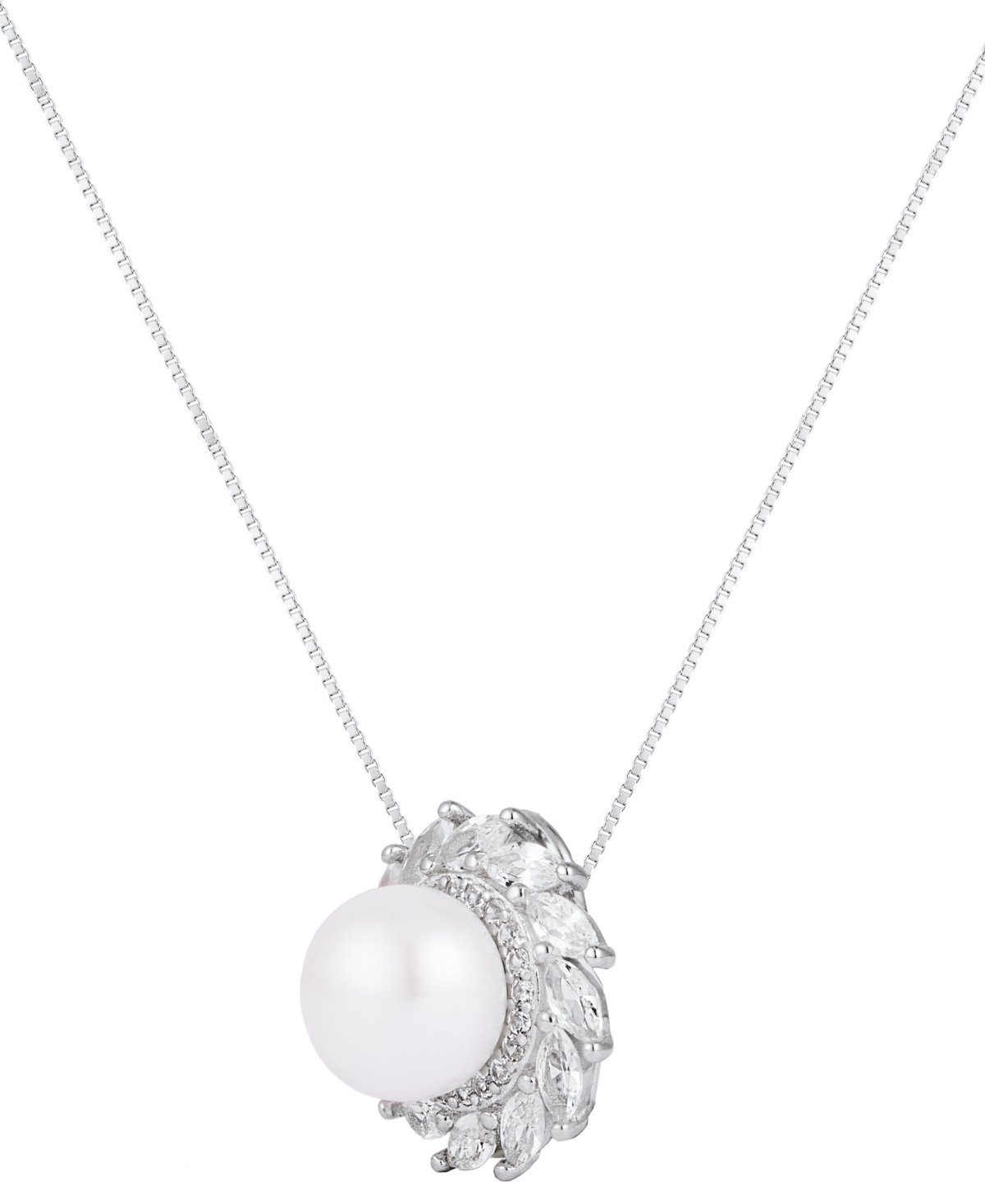 Belle de Mer Cultured Freshwater Pearl (8-9mm) & Lab-Grown Sapphire Pendant Necklace in 925 Sterling Silver