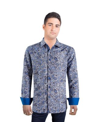Men's Slim Fit Modern Paisley Print Button-Down Shirt