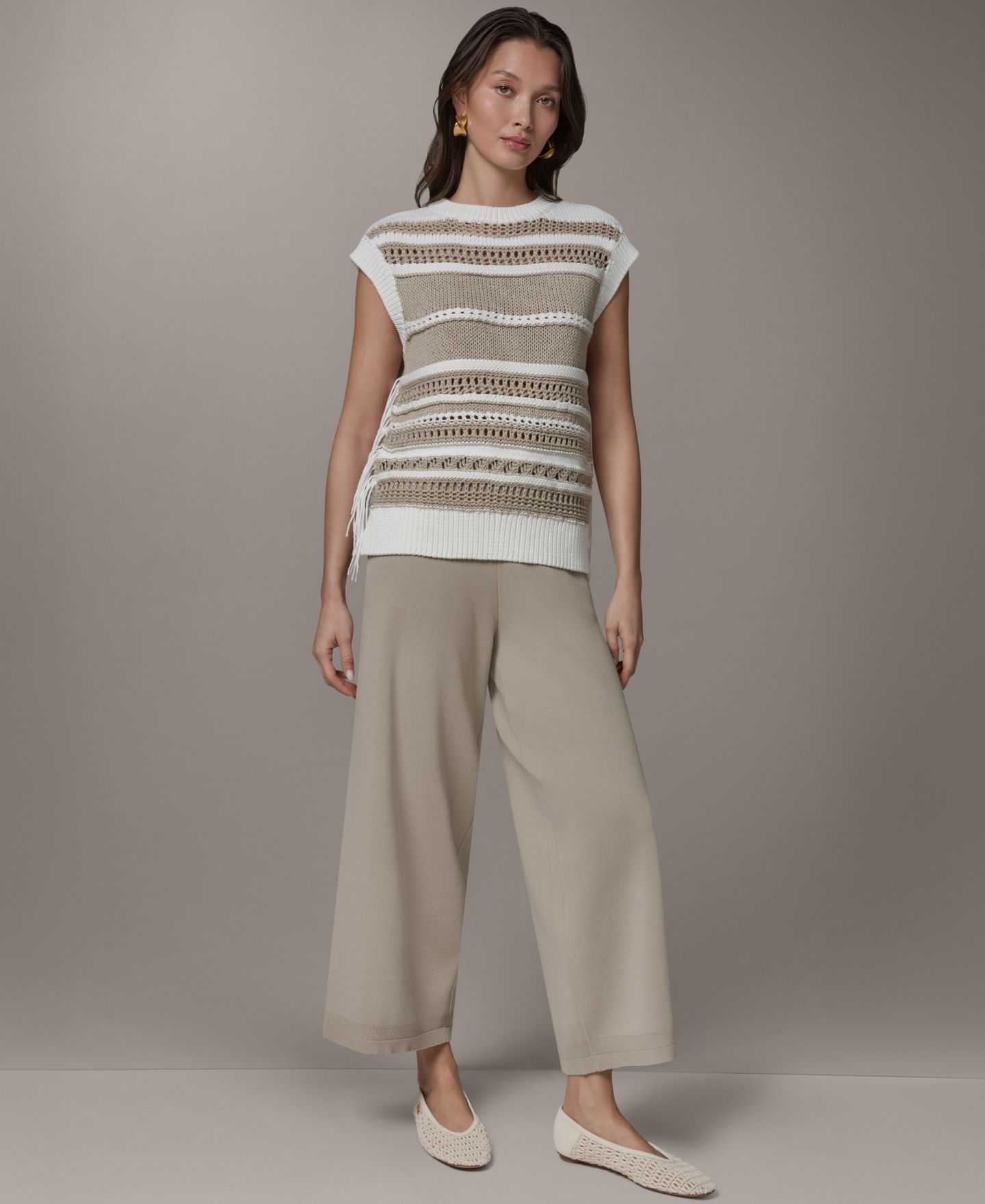 Женский свитер Donna Karan Weekend Sleeveless Crewneck, цвет: Кремовый / Песчаниковый — фото 2