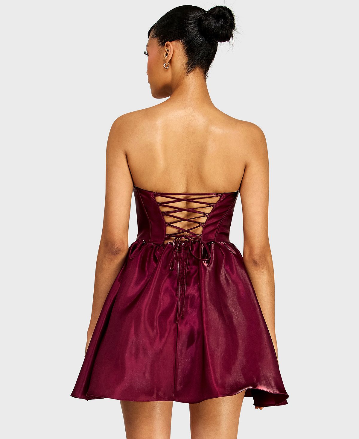 Alex & Sophia Juniors' Strapless Corset Bodice Mikado Dress view 6 — MAYCSS fashion products