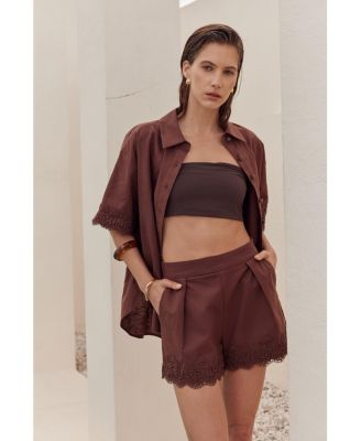 Women's Linen Lace Shorts and Shirt