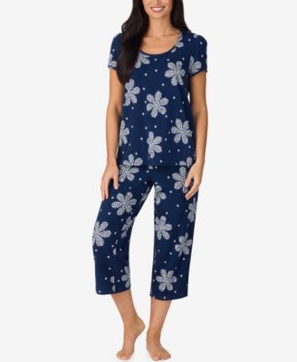 Women's Short-Sleeve Top & Cropped Pants, 2-Piece Pajama Set