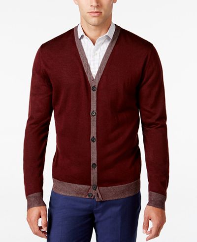 Ryan Seacrest Distinction Men's Lightweight Striped-Trim Cardigan, Only at Macy's
