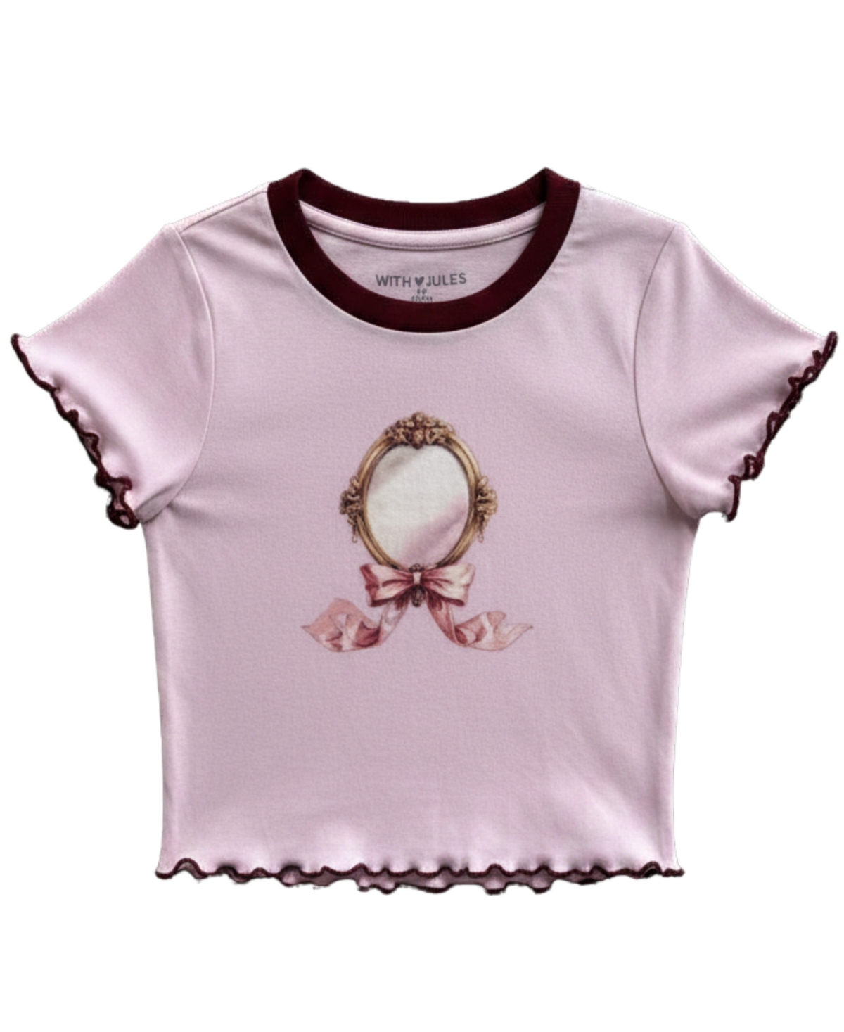 With Jules Kids' Girls' 7-16 Mirror Graphic Crewneck Short-sleeve T-shirt In Light Pastel Pink