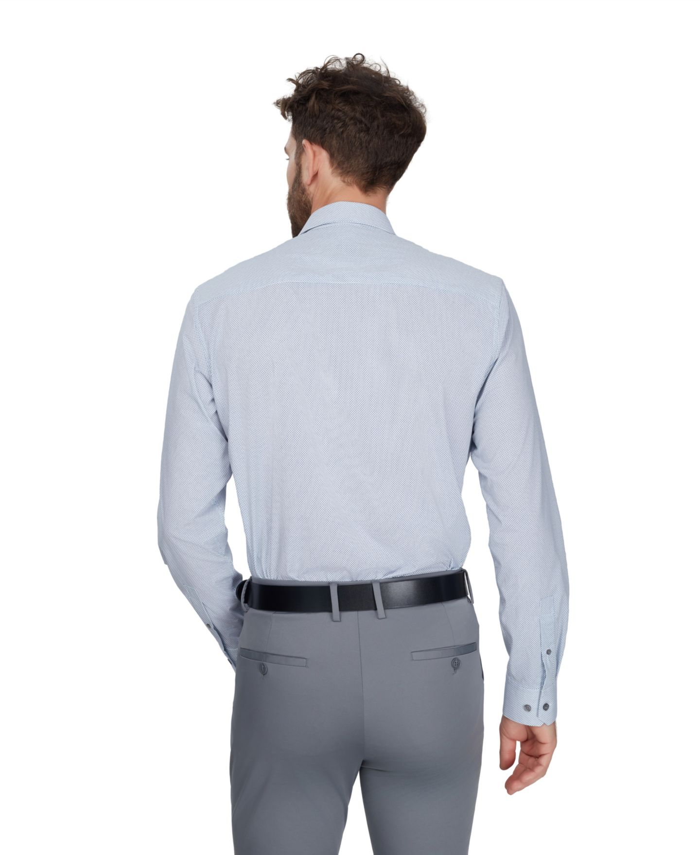 Мужская рубашка Alfani Slim-Fit Spread Collar Dress Shirt, цвет: Синий — фото 6