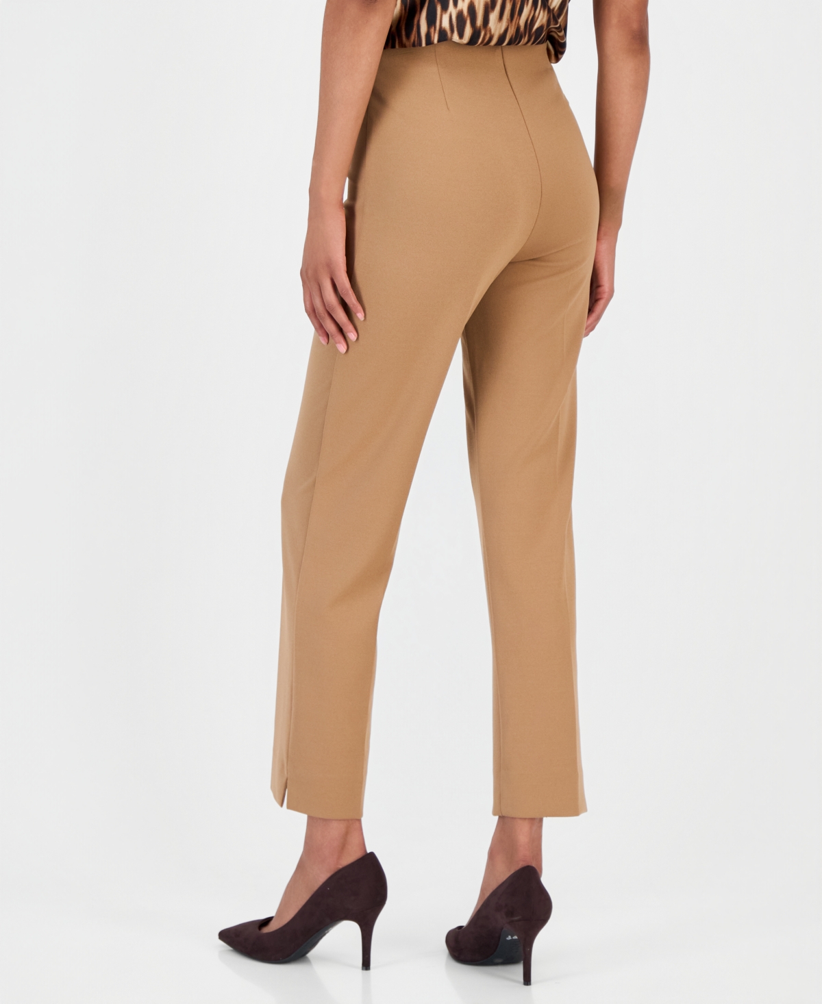 Anne Klein Women's Stretch Crepe Pull-On Hollywood Waist Straight Ankle Pants