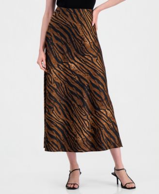 Women's Animal-Print A-Line Midi Skirt