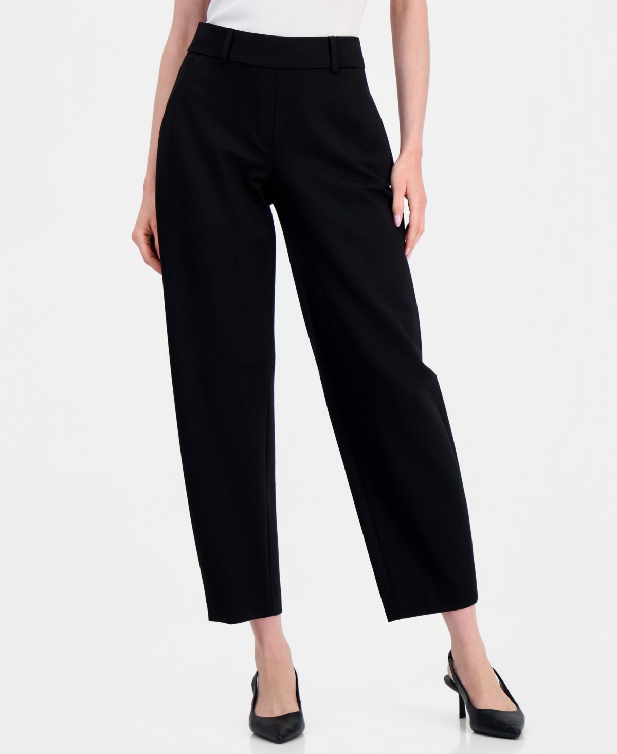 Anne Klein Women's Pull-On Barrel Leg Pants - Anne Black