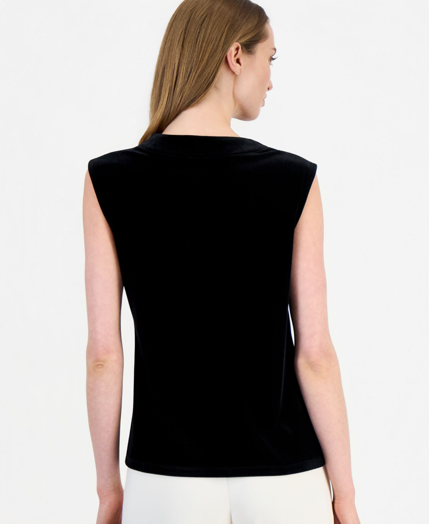 Женская блузка Anne Klein Velvet Cowl Neck Sleeveless Blouse, цвет: Чёрный — фото 2