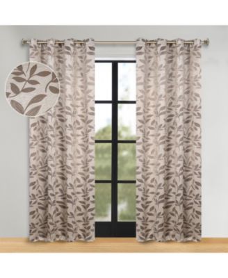 Leaves Room Darkening Grommet 2-Panel Curtain Set