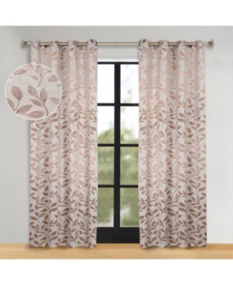 Leaves Room Darkening Grommet 2-Panel Curtain Set
