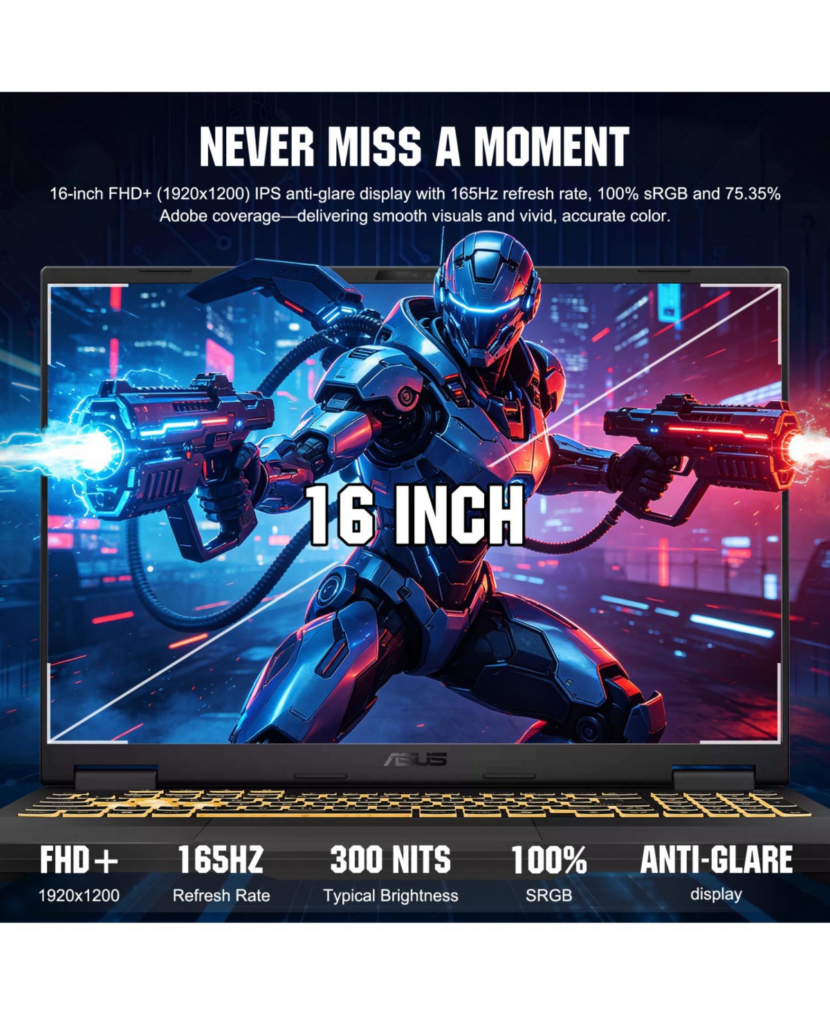 Asus Tuf F16 Traditional Laptop Intel Core i5 16GB Ram Nvidia GeForce Rtx 5050 2TB Ssd Storage Windows 11 Home 165Hz
