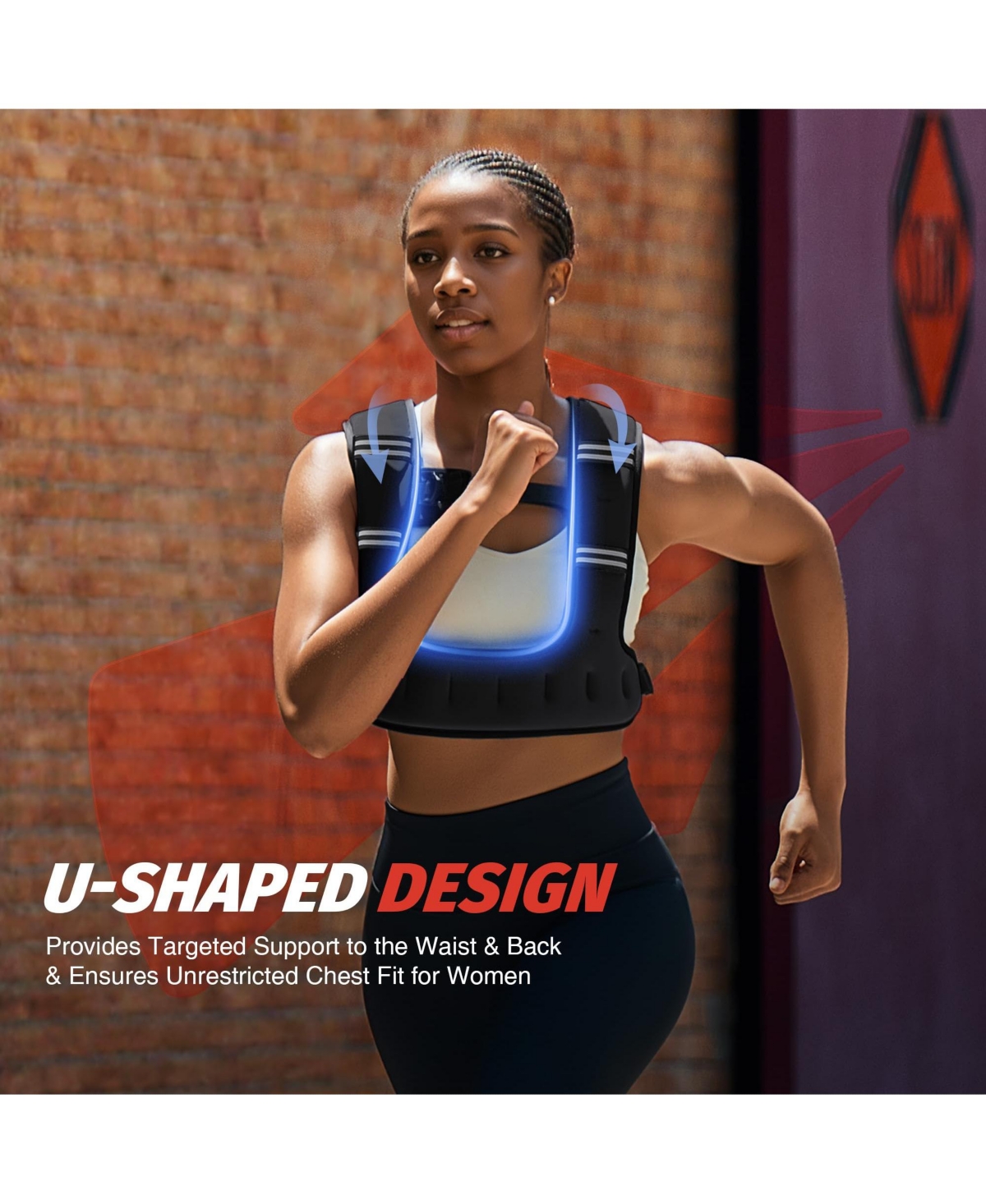 Aofar Weighted Vest U-Shaped Running Workout Arm Pocket Mesh Pouch Sgs