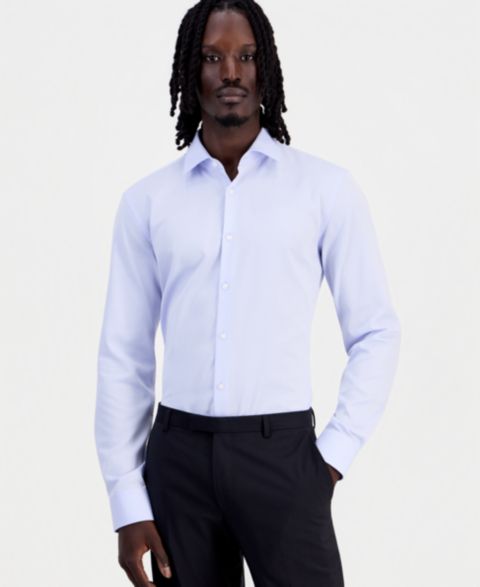 Мужская рубашка Hugo Boss HUGO by Kenno Slim-Fit Solid Dress Shirt, цвет: Светлый пастельный синий