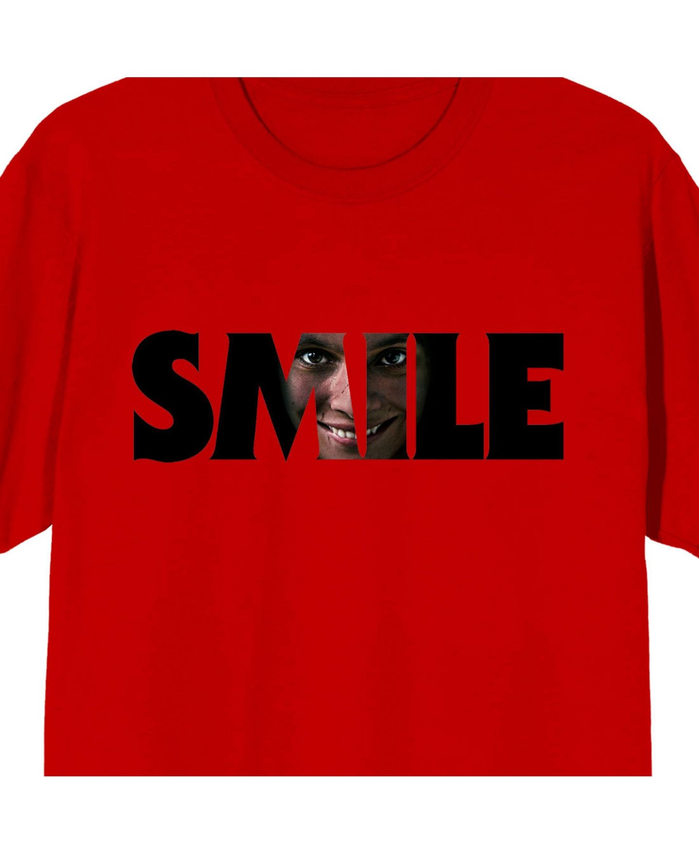 Мужская футболка Smile Text With Hidden Face Crew Neck Short Sleeve Adult Red T-shirt-XXL, цвет: Красный — фото 4