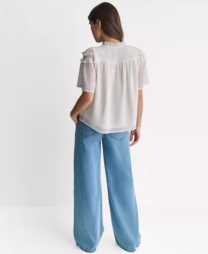 Women's Crewneck Short-Sleeve Ruffle Top - thumbnail 7