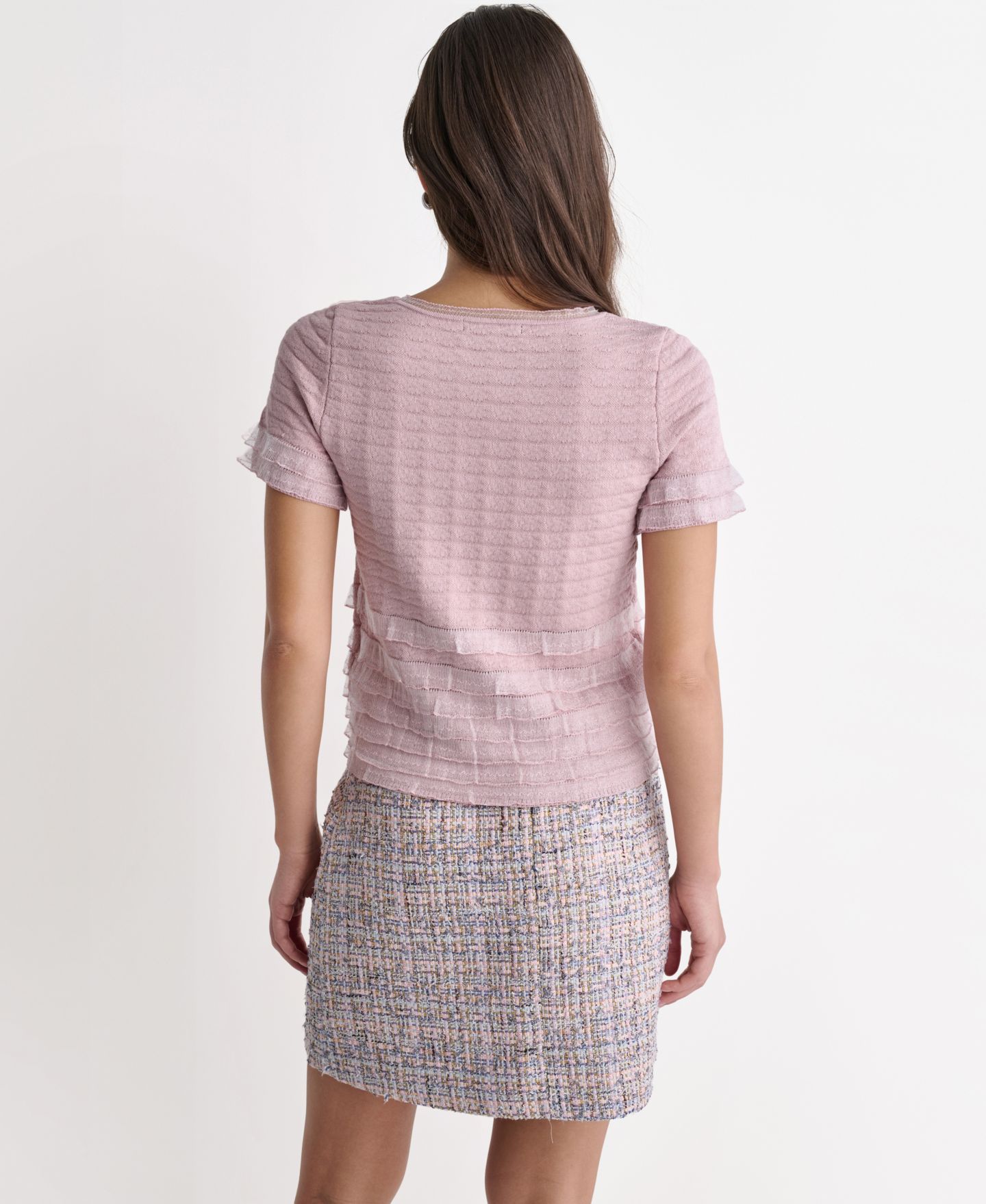 Женская юбка BCBG Metallic Accent Tweed Mini, цвет: Разноцветный — фото 6