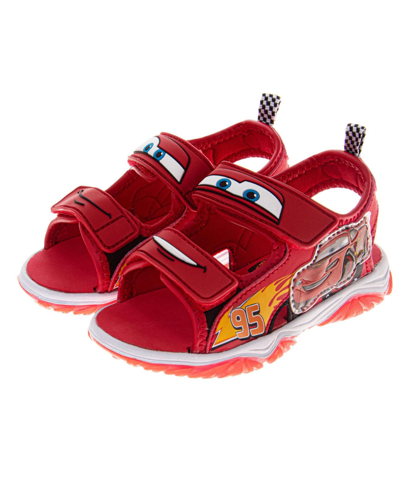 Сандалии Disney Pixar Cars Open-Toe Light-Up Sport Sandals, Hook and Loop Outdoor Sandals Featuring Lightning McQueen для мальчиков, цвет: Красный — фото 8