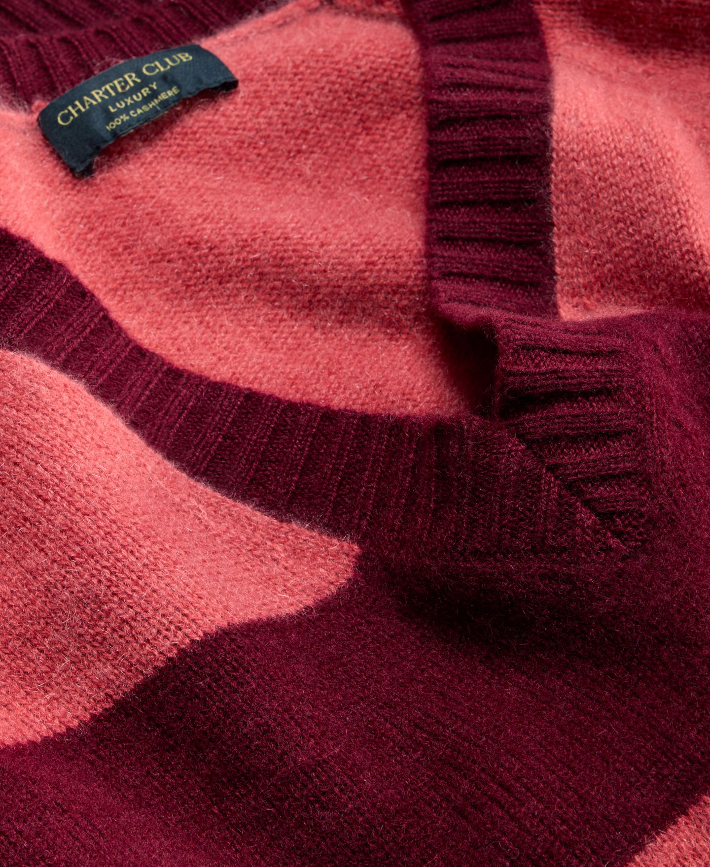 Женский свитер Charter Club 100% Cashmere Striped V-Neck, цвет: Crantini — фото 5