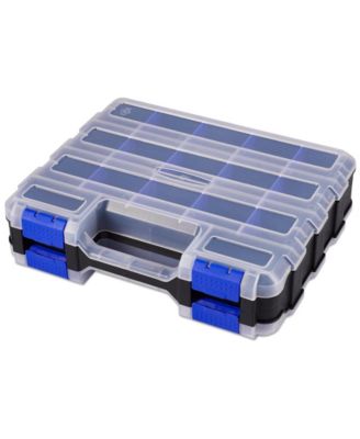 Double Sided Hardware Storage Box 34 Compartments with Removable Dividers