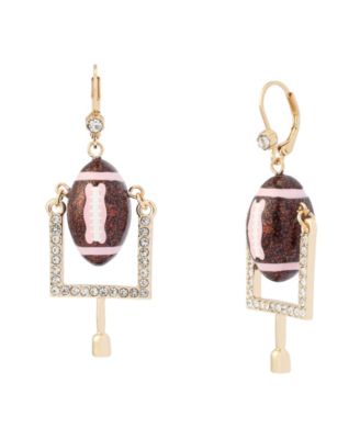 Faux-Stone Football Field Goal Drop Earrings