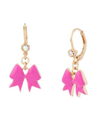 Fuchsia Cheer Bow Drop Earrings