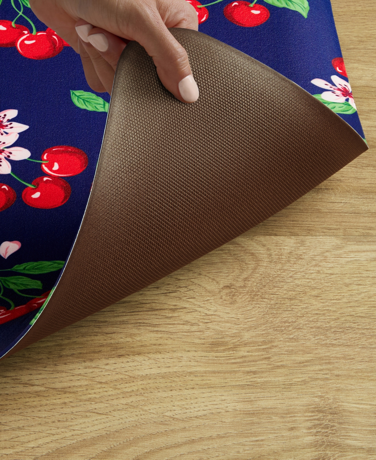 Draper James Fruit Cherry Blossom Bistro Bevel Edge Comfort Kitchen Mat, 39" x 19.69"