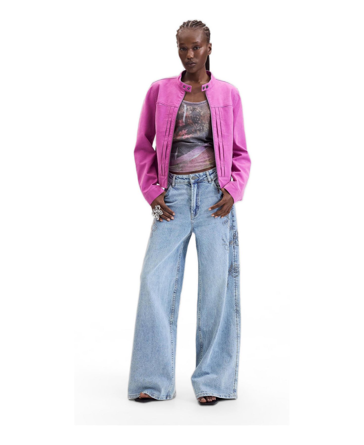 Женская куртка Desigual Short Faux Leather, цвет: Яркий фиолетовый — фото 2
