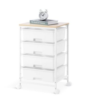 4-Tier Mobile Storage Cart with Drawers